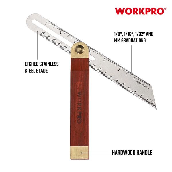 Thước đo góc cán gỗ 230mm Workpro WP264006