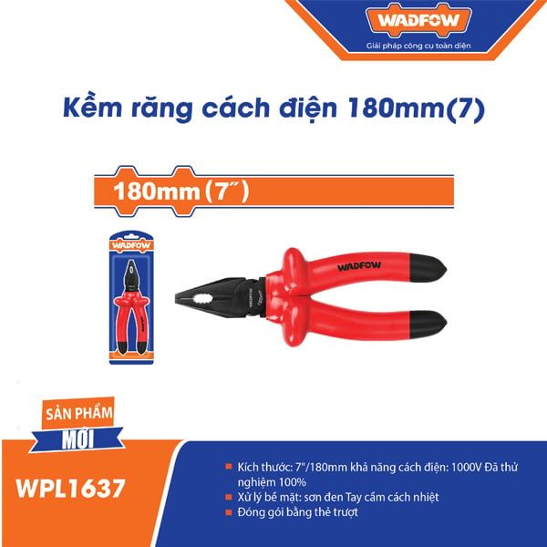 Kìm răng cách điện 180mm WADFOW WPL1637