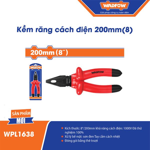 Kìm răng cách điện 200mm WADFOW WPL1638