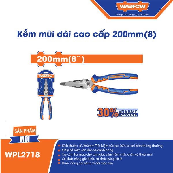 Kìm mũi dài cao cấp 200mm WADFOW WPL2718