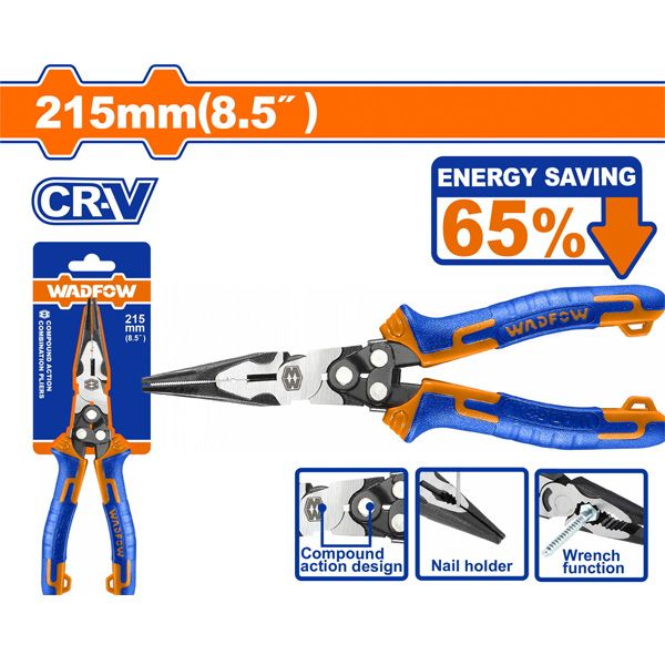 Kìm mũi dài trợ lực 8.5 inch/215mm WADFOW WPL2768