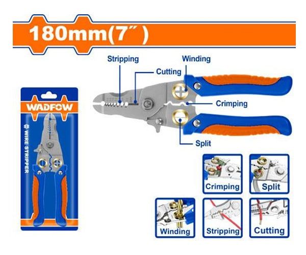Kìm tuốt dây điện 180mm WADFOW WPL5627