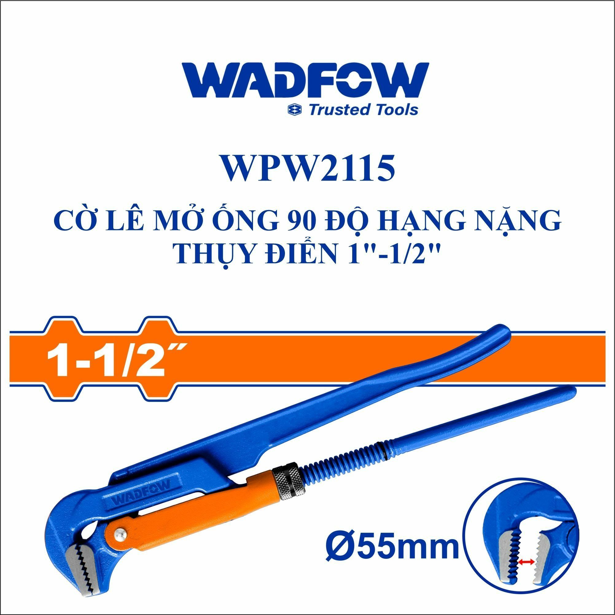  Cờ lê mở ống 90 độ hạng nặng Thụy Điển 1 Inch-1/2 Inch WADFOW WPW2115 