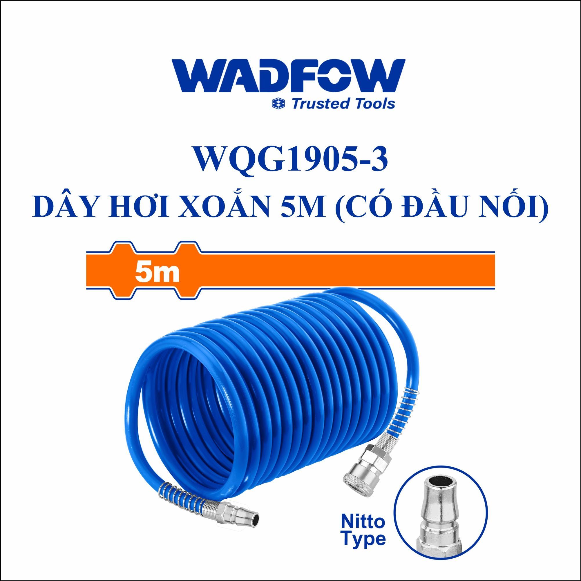  Dây hơi xoắn 5M có đầu nối WADFOW WQG1905-3 