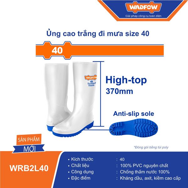 Ủng cao trắng đi mưa size 40 WADFOW WRB2L40