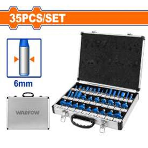 Bộ 35 mũi phay gỗ 6mm WADFOW WRG2P06