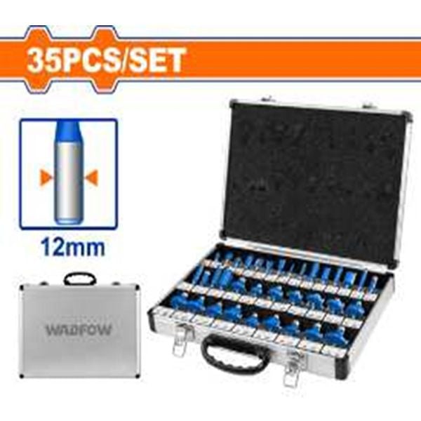 Bộ 35 mũi phay gỗ 12mm WADFOW WRG2P12
