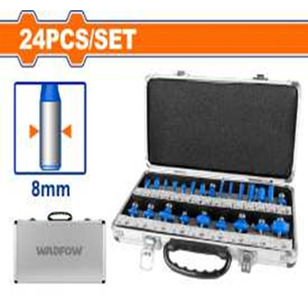 Bộ 24 mũi phay gỗ 8mm WADFOW WRG6P08