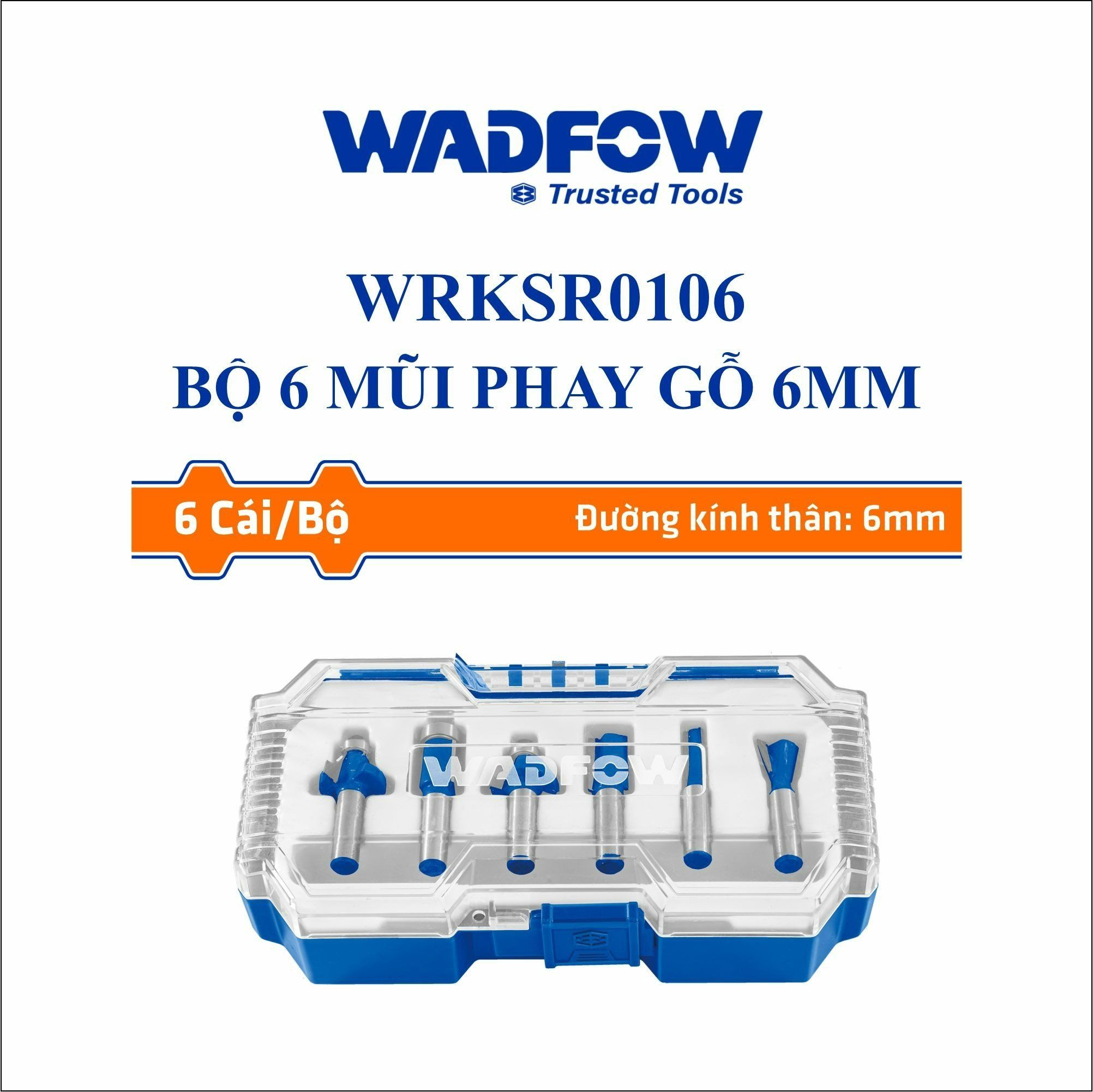  Bộ 6 mũi phay gỗ 6mm WADFOW WRKSR0106 