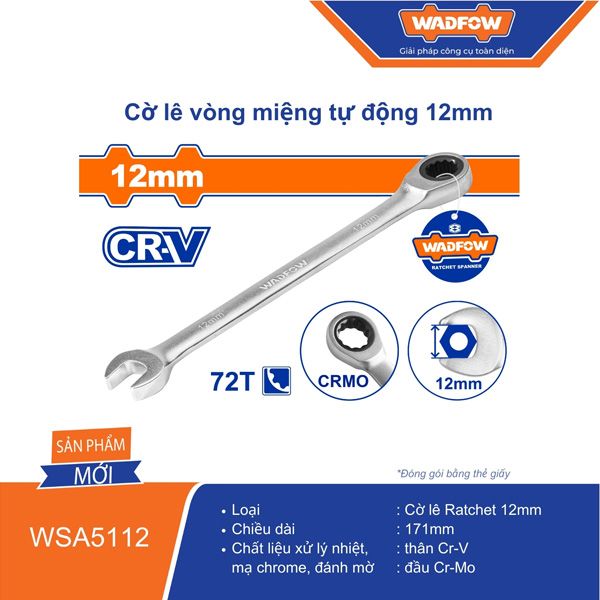 Cờ lê vòng miệng tự động 12mm WADFOW WSA5112