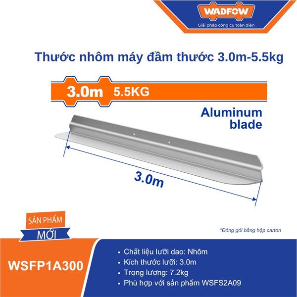 Thước nhôm cho máy đầm thước 3.0m-5.5kg WADFOW WSFP1A300