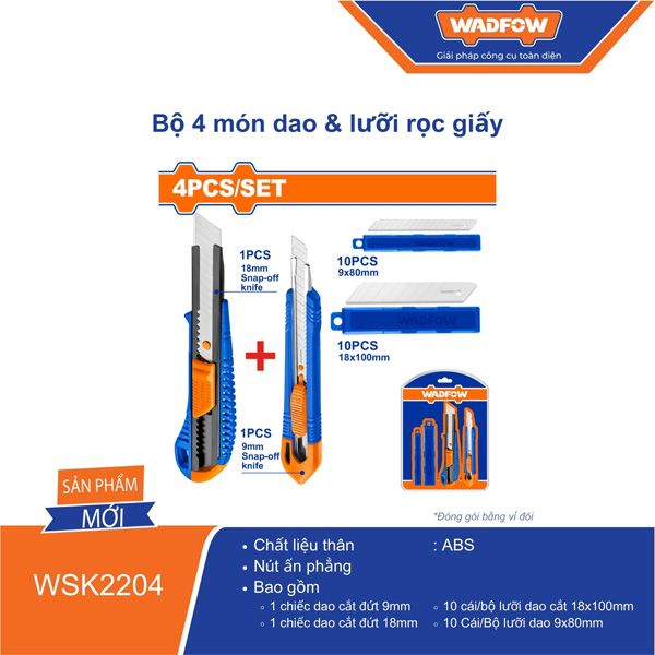 Bộ 4 món dao & lưỡi rọc giấy WADFOW WSK2204