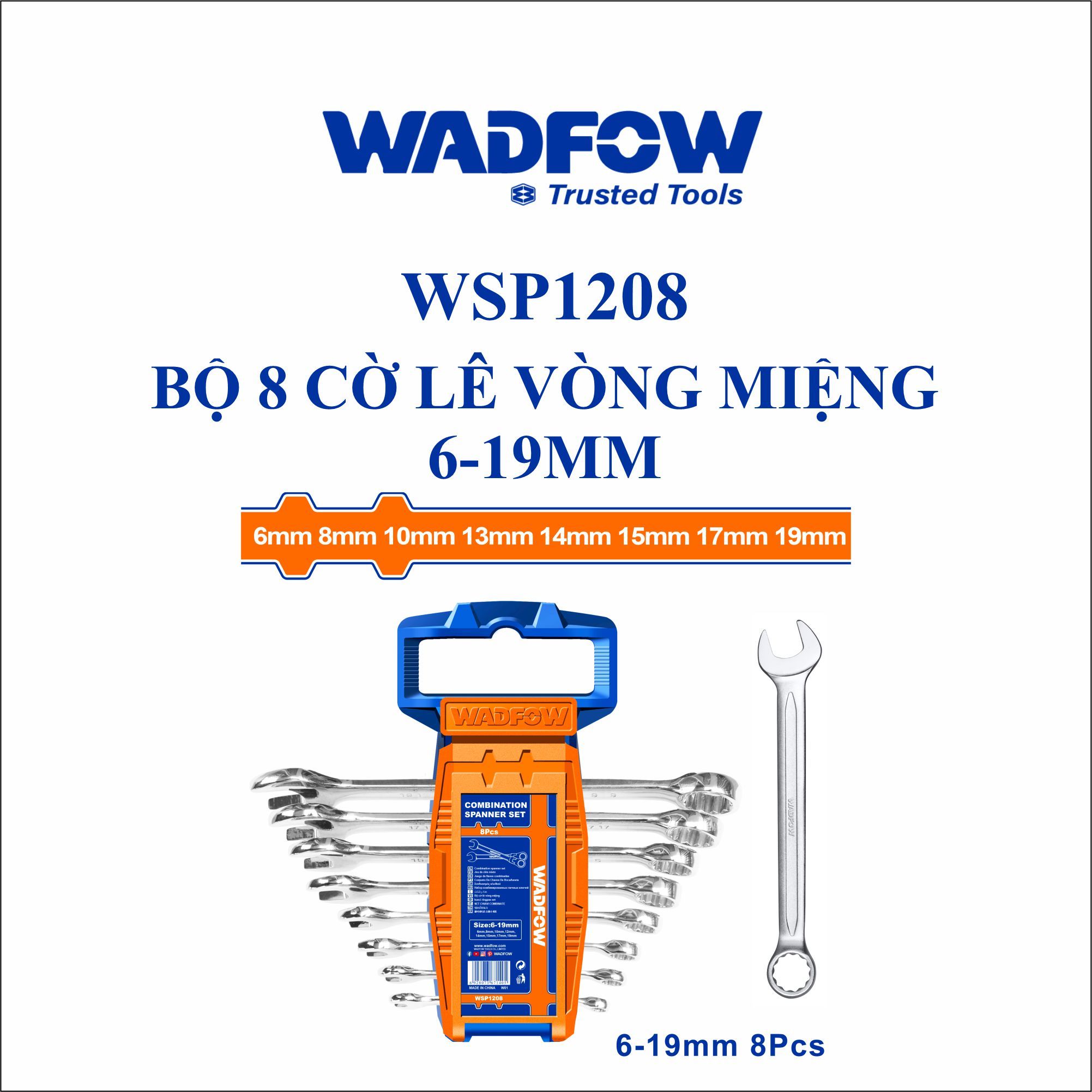  Bộ 8 cờ lê vòng miệng 6-19mm WADFOW WSP1208 