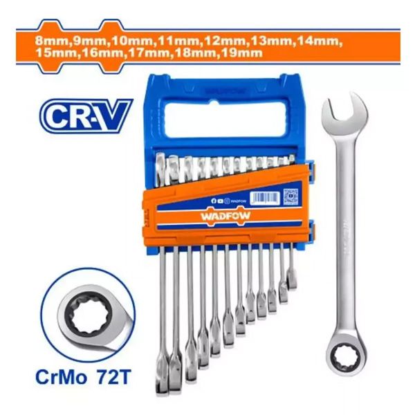 Bộ 12 cờ lê vòng miệng tự động 8-19mm WADFOW WSP4212