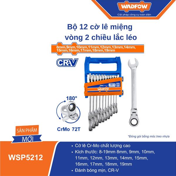 Bộ 12 cờ lê vòng miệng tự động 8-19mm WADFOW WSP5212