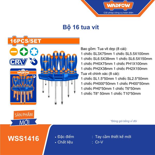 Bộ 16 tua vít WADFOW WSS1416