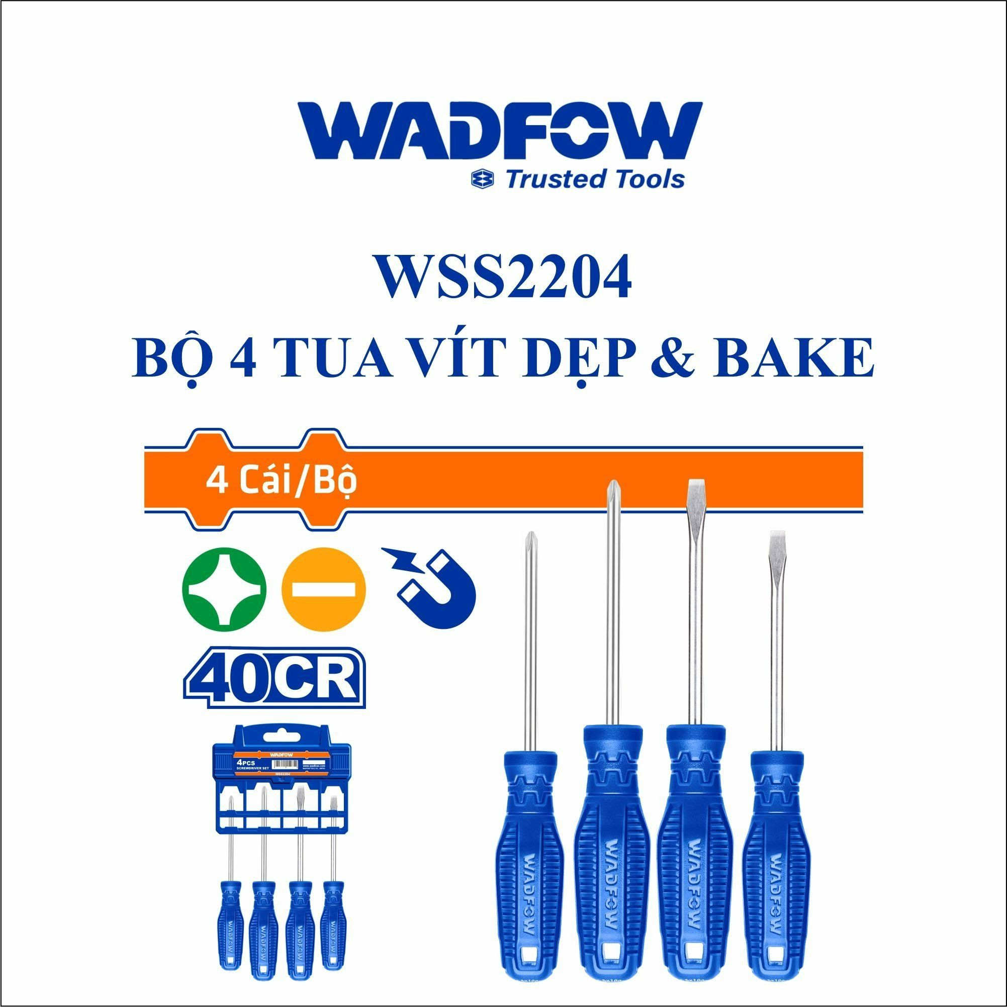  Bộ 4 tua vít dẹp & bake WADFOW WSS2204 