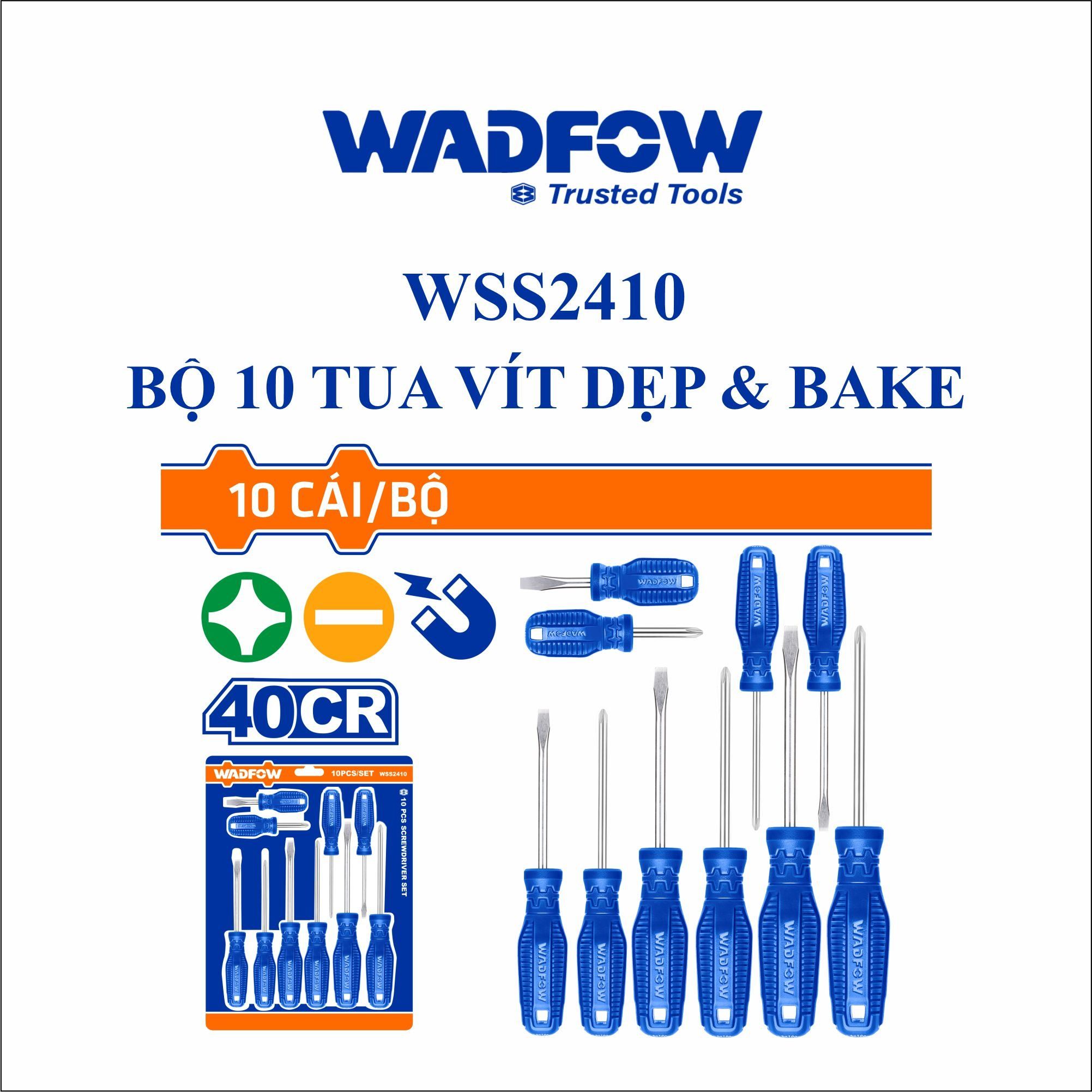  Bộ 10 tua vít dẹp & bake WADFOW WSS2410 