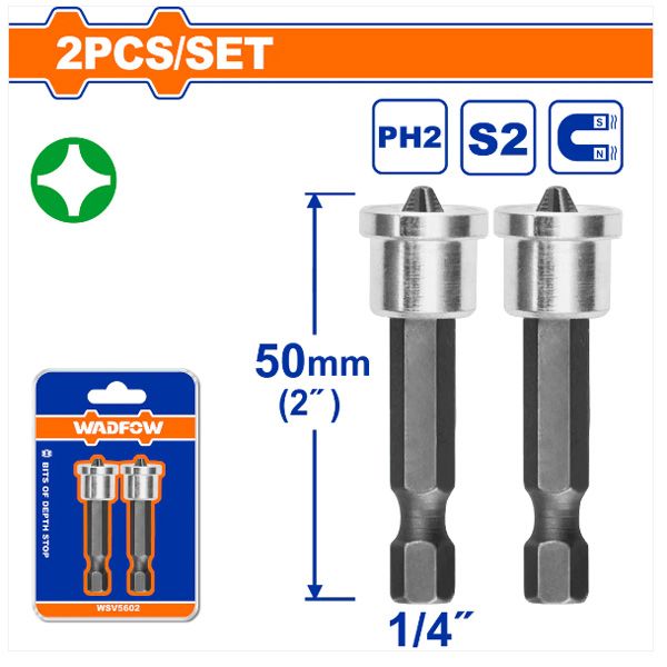 Bộ 2 mũi vít bake nối dài PH2x50mm WADFOW WSV5602