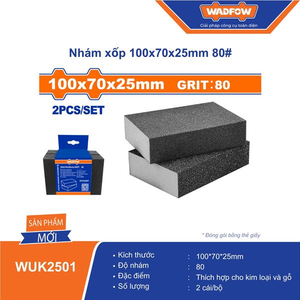 Nhám xốp 100x70x25mm 80# WADFOW WUK2501
