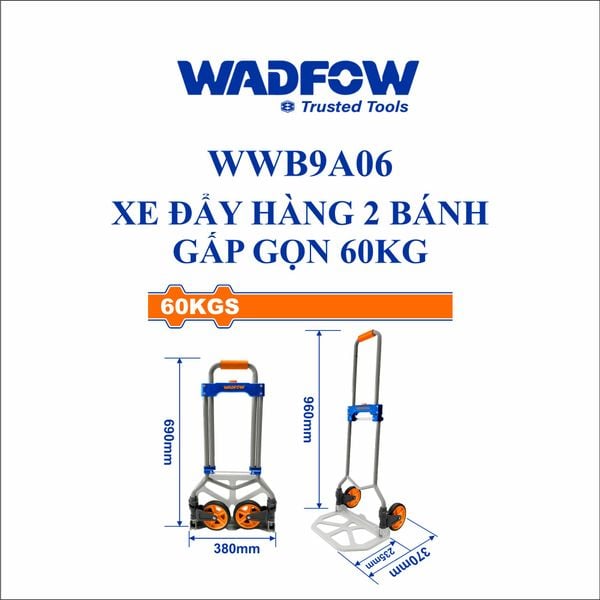 Xe đẩy hàng 2 bánh gấp gọn 60kg WADFOW WWB9A06