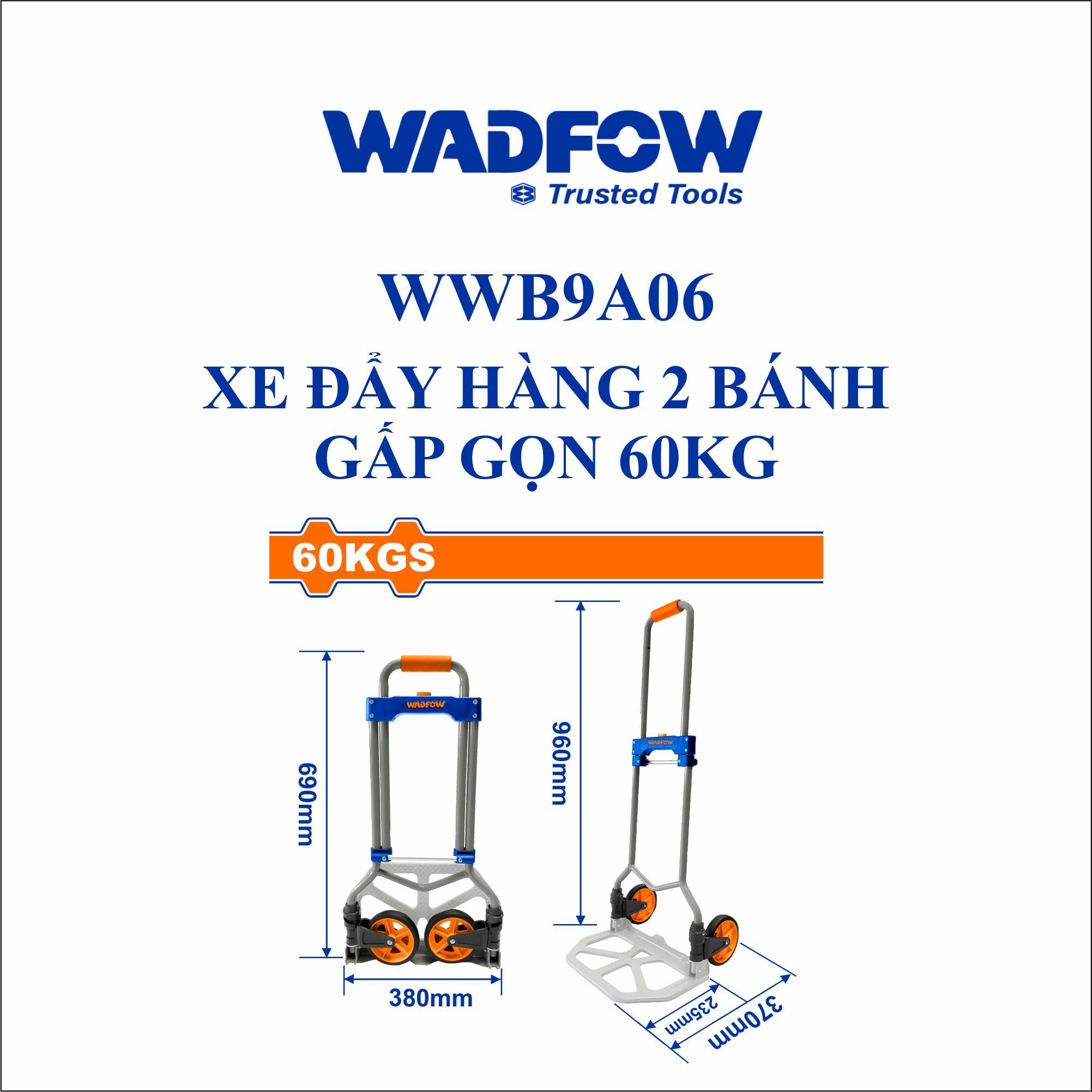  Xe đẩy hàng 2 bánh gấp gọn 60kg WADFOW WWB9A06 