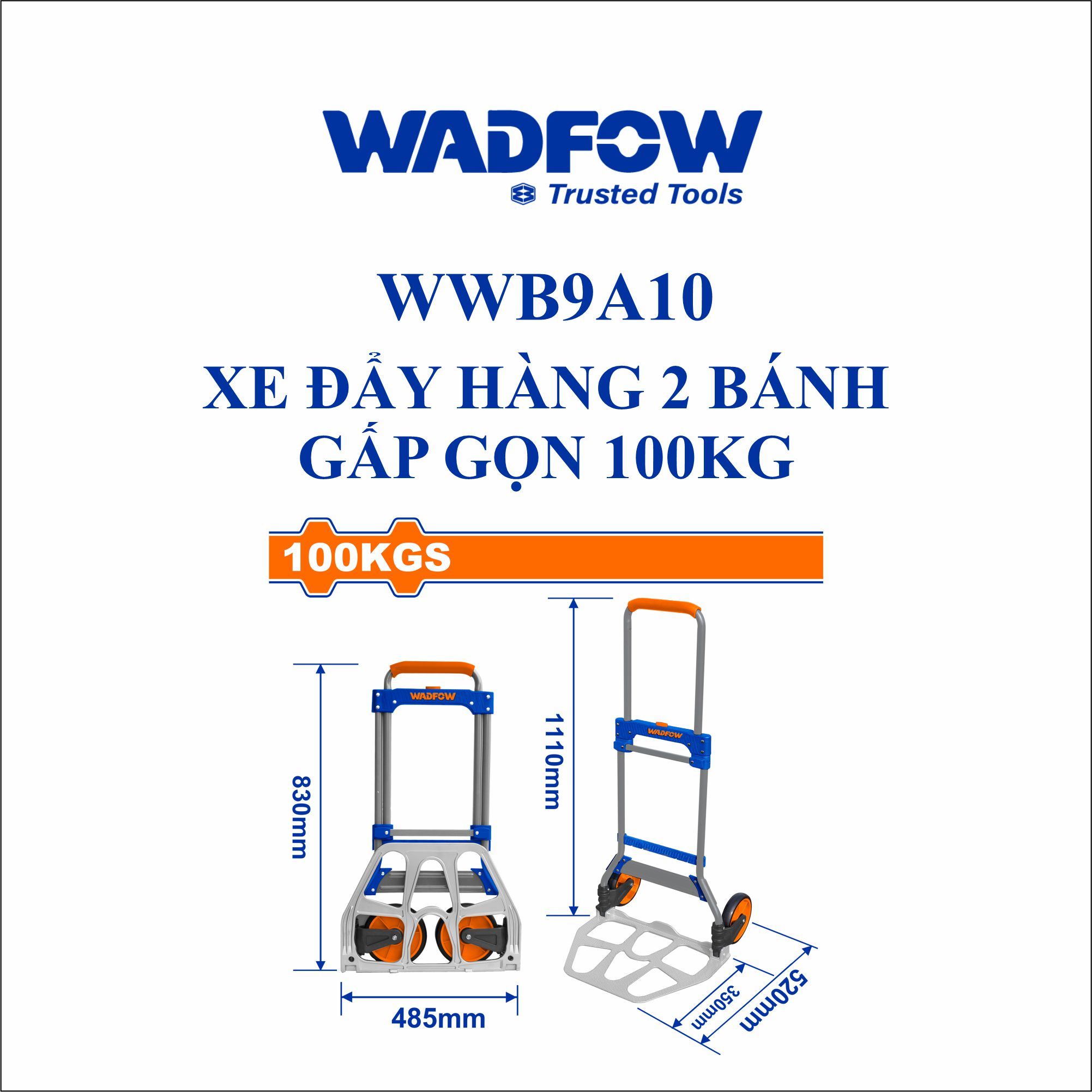  Xe đẩy hàng 2 bánh gấp gọn 100kg WADFOW WWB9A10 