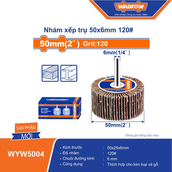 Nhám xếp trụ 50x6mm độ hạt 120# WADFOW WYW5004