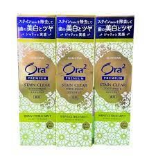 Kem đánh răng Ora2 Premium Stain Clear 100mg Nhật Bản (Màu vàng)