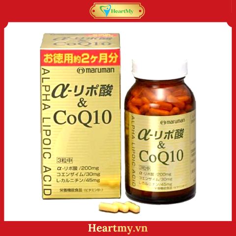 Axit α-Lipoic & CoQ10 Giảm Nám Sạm, Trắng Da, Tốt Tim Mạch Nhật Bản | Lọ 180 viên