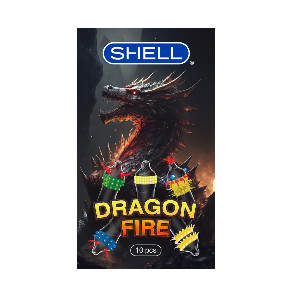  Bao cao su Shell Dragon Fire - Hộp 5 bao gai, bi nổi lớn + 5 bao Shell Performax (Hộp 10 cái) 