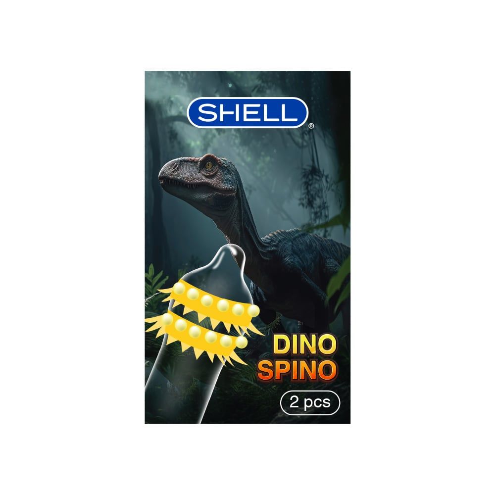  Bao cao su Shell Dino Spino - Hộp 1 bao 2 vòng gai, bi nổi lớn + 1 bao Shell Performax (Hộp 2 cái) 