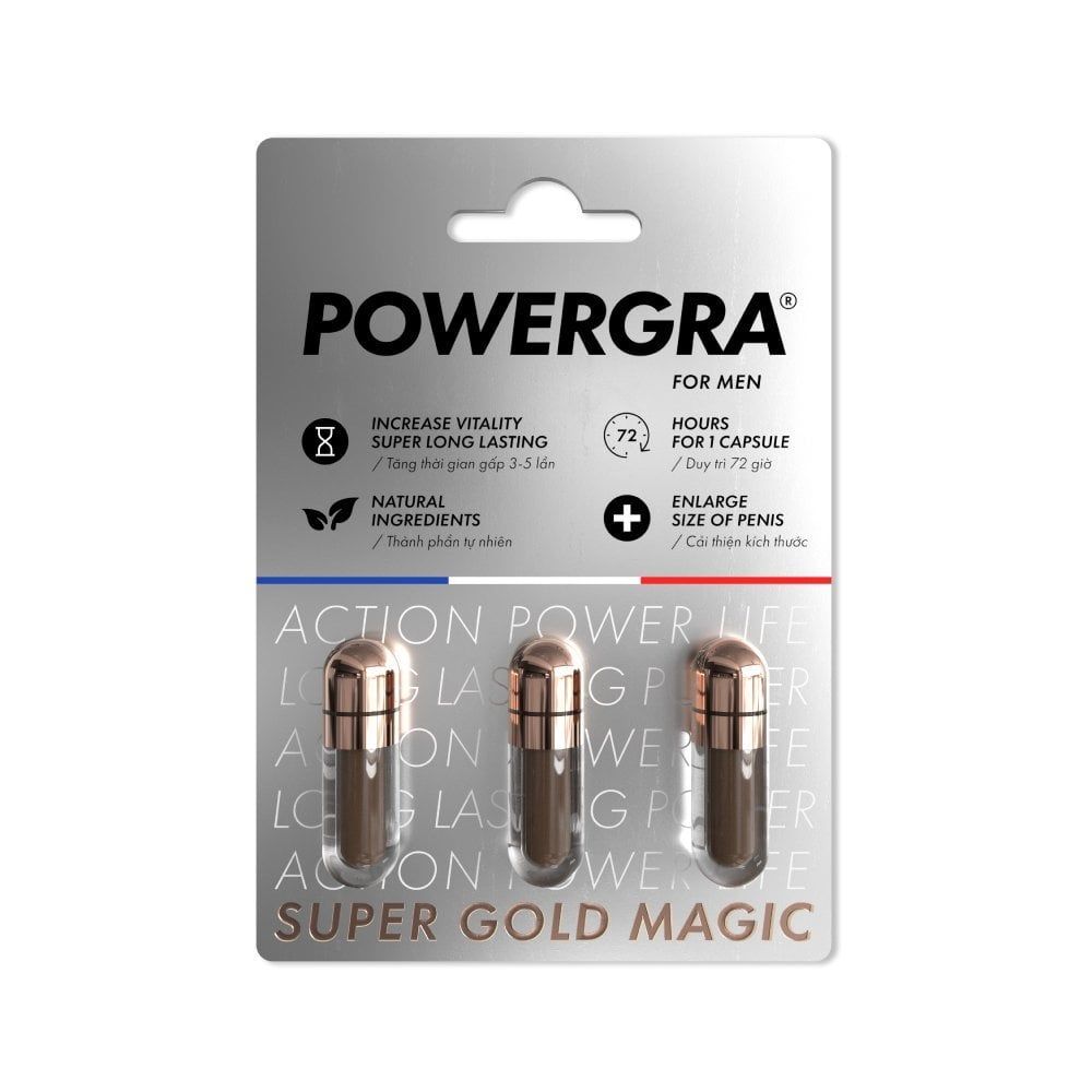  Viên uống tăng kích thước, kéo dài thời gian Powergra For Men (Super Gold Magic) - Vỉ 3 viên 