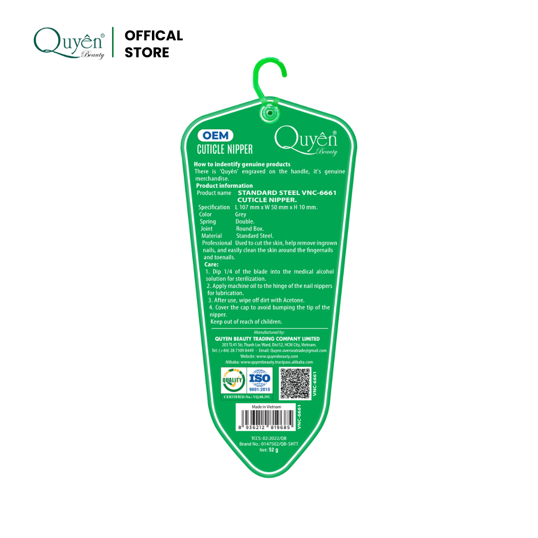 Quyen Beauty Professional Steel Cuticle Nippers VNC-6661