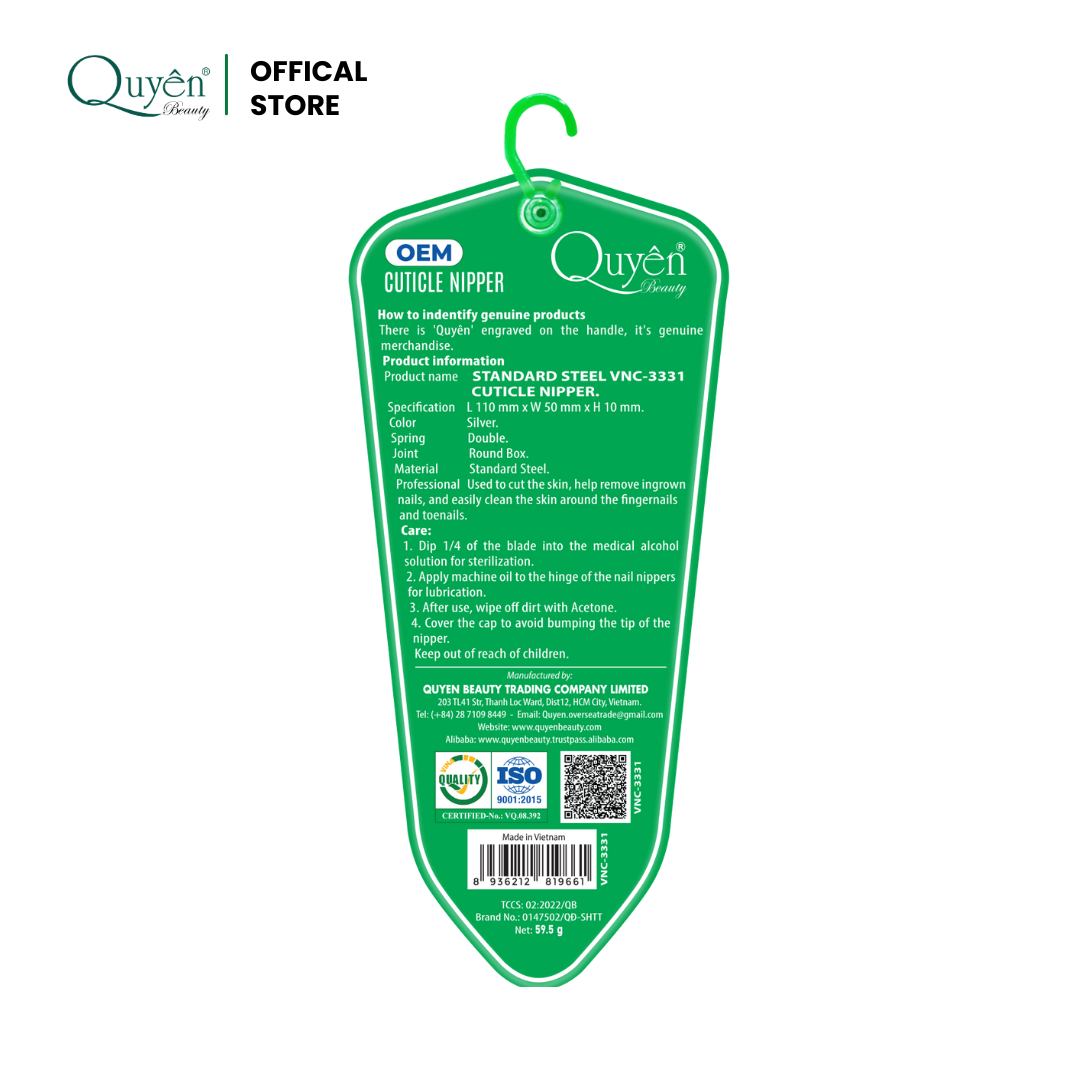 Quyen Beauty Professional Steel Cuticle Nippers VNC-3331