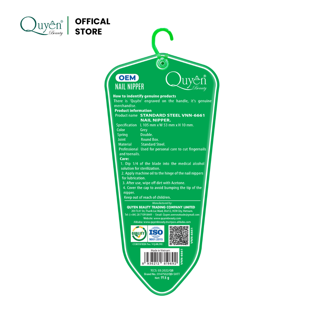 Quyen Beauty Professional Steel Nail Nippers VNN-6661