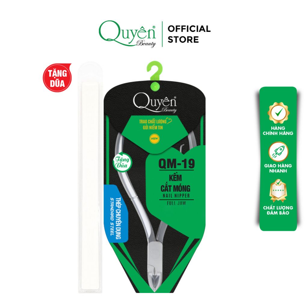 Kềm Cắt Móng Thép Chuyên Dụng Mỹ Phẩm Quyên Chính Hãng QM-19 Cốt Êm Siêu Bền Siêu Bén - TẶNG DŨA