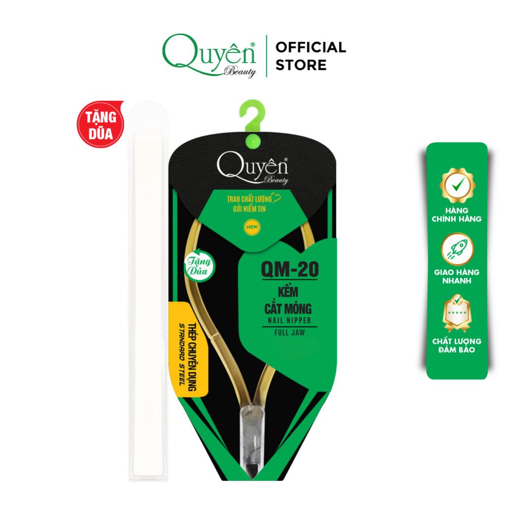 Kềm Cắt Móng Thép Chuyên Dụng Mỹ Phẩm Quyên Chính Hãng QM-20 Cốt êm Siêu bén Siêu Bền - TẶNG DŨA