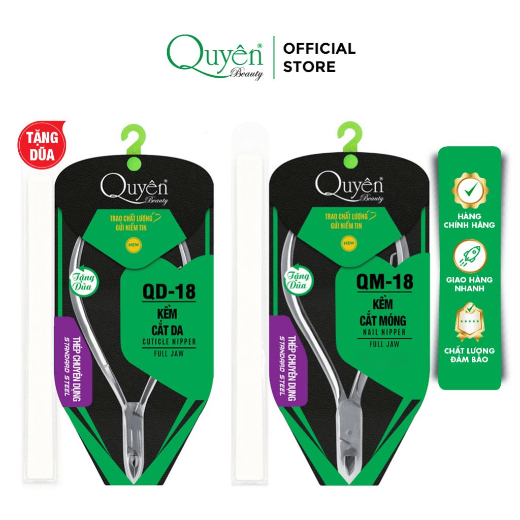 Combo Kềm 18 Cắt Da Móng Dụng Cụ làm Nail Mỹ Phẩm Quyên Chính Hãng - TẶNG DŨA