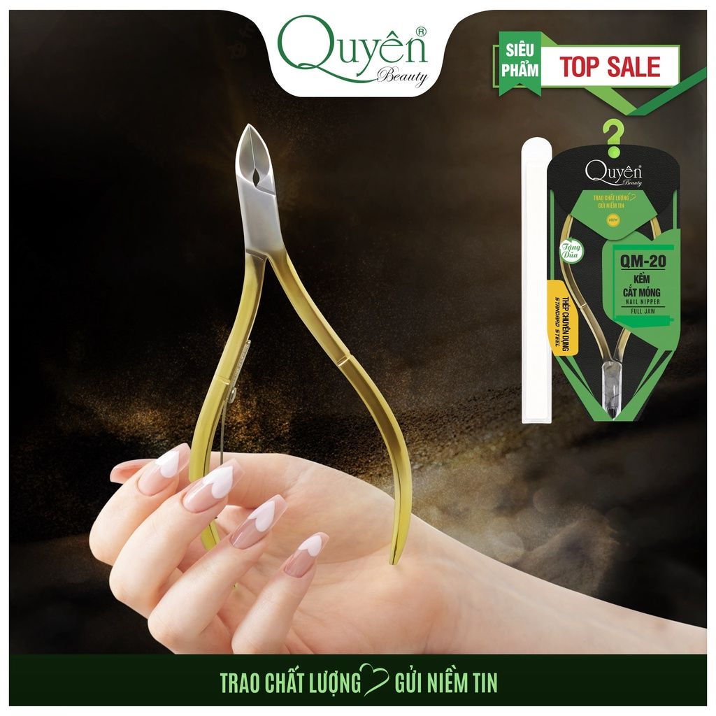 Kềm Cắt Móng Thép Chuyên Dụng Mỹ Phẩm Quyên Chính Hãng QM-20 Cốt êm Siêu bén Siêu Bền - TẶNG DŨA