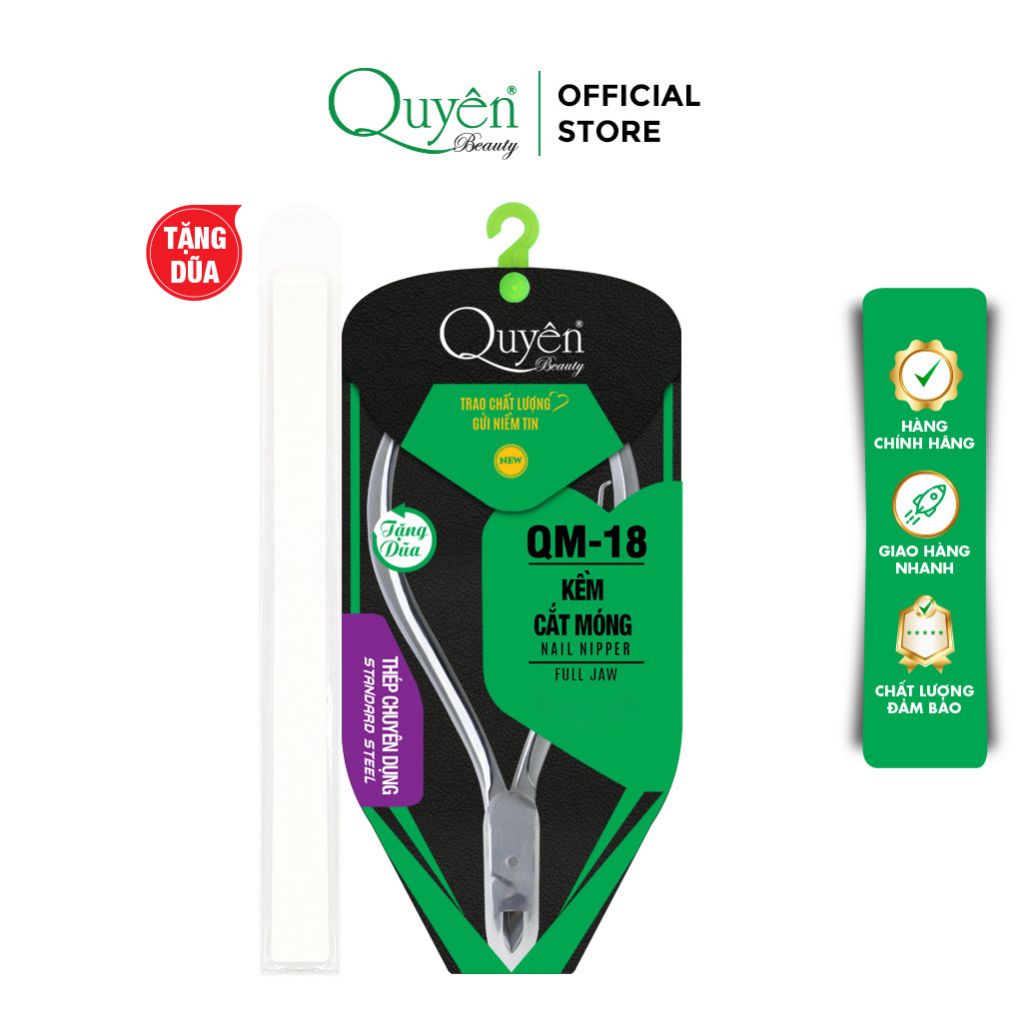 Kềm Cắt Móng Thép Chuyên Dụng Mỹ Phẩm Quyên Chính Hãng QM-18 Cốt êm Siêu bén Siêu Bền - TẶNG DŨA