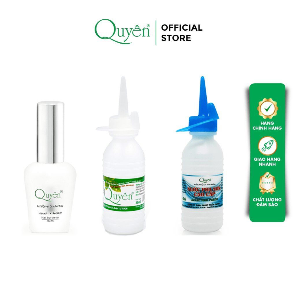 Combo 1: Sơn Siêu Bóng Rửa Móng Pha Sơn Mỹ Phẩm Quyên Chính Hãng
