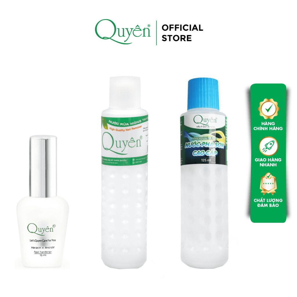 Combo 2: Sơn Siêu Bóng Nước Rửa Móng Pha Sơn Mỹ Phẩm Quyên Chính Hãng