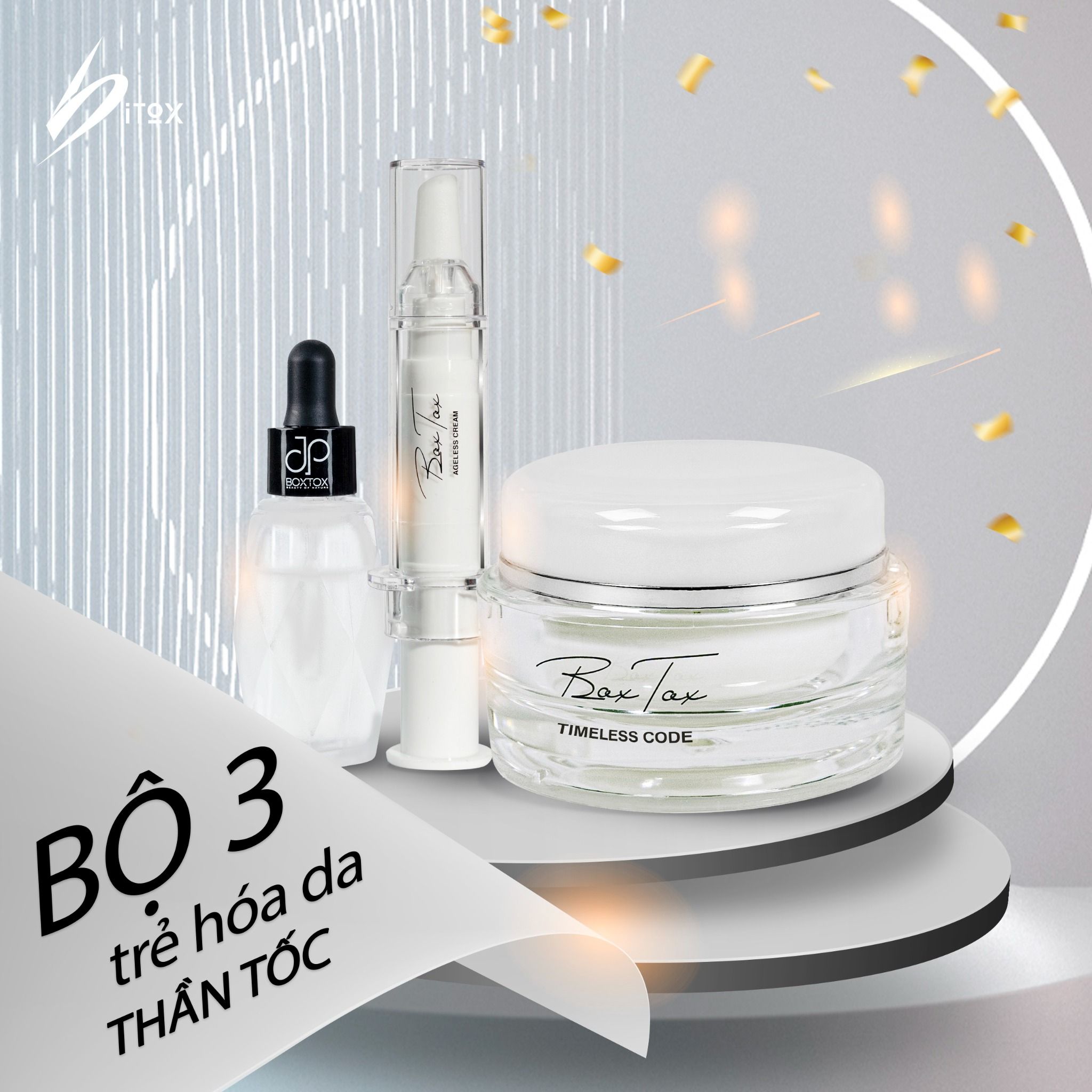  BỘ 3 WRINKLES SERUM  - TIMELESS CODE  - AGELESS CREAM BITOX TRẺ HÓA DA THẦN TỐC 