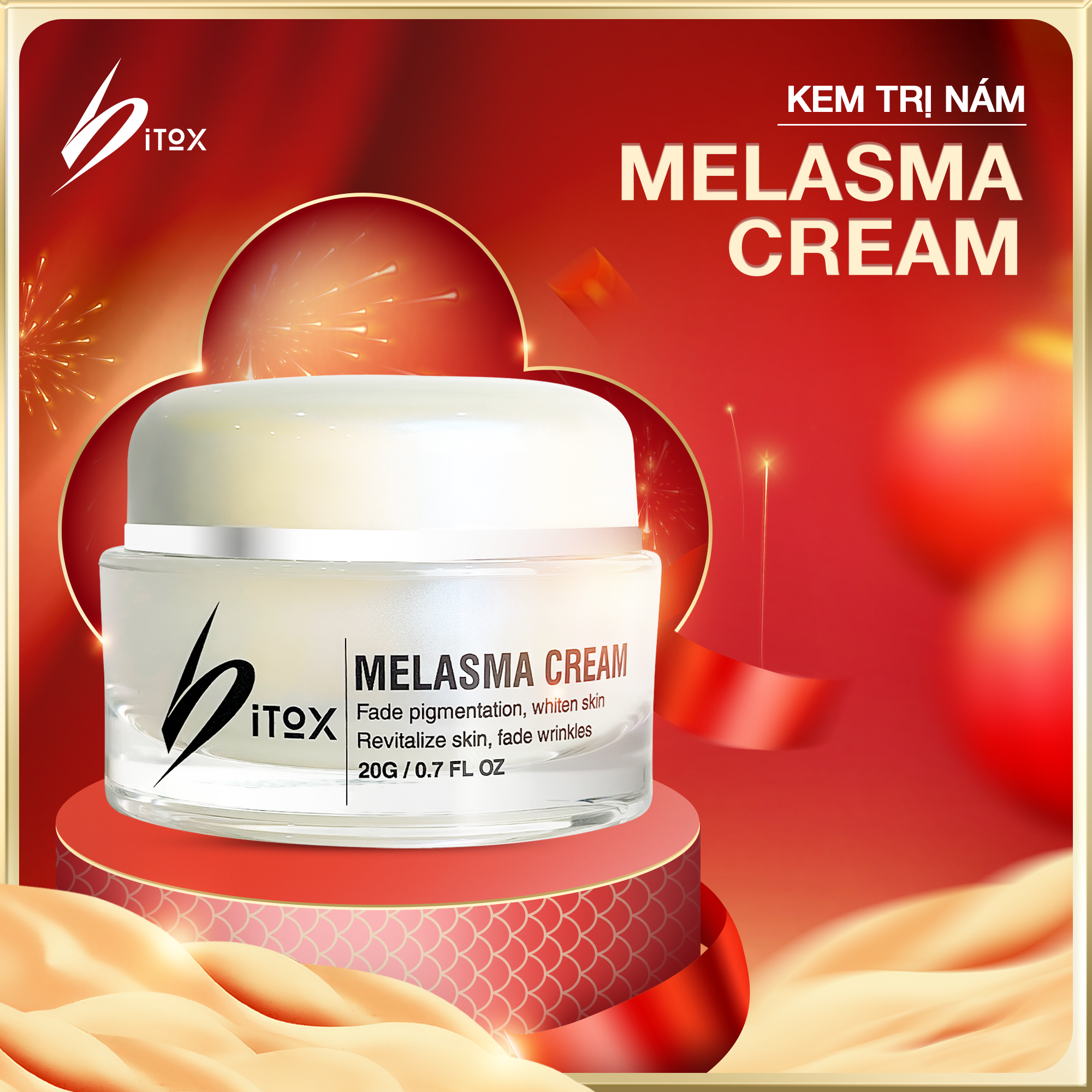 Melasma Cream Bitox Pharma- Kem Trị Nám, Mờ Thâm Sạm