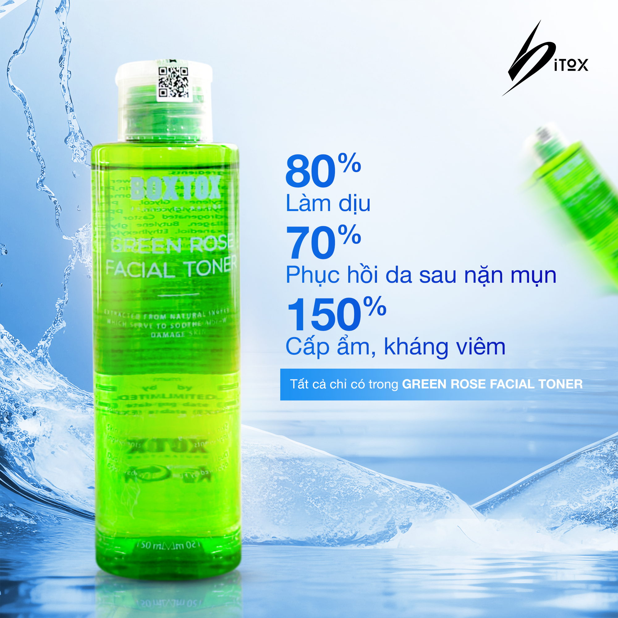 Nước hoa hồng kháng viêm ngừa mụn - Green Rose Facial Toner Bitox