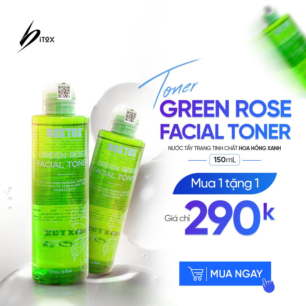 Nước hoa hồng kháng viêm ngừa mụn - Green Rose Facial Toner Bitox