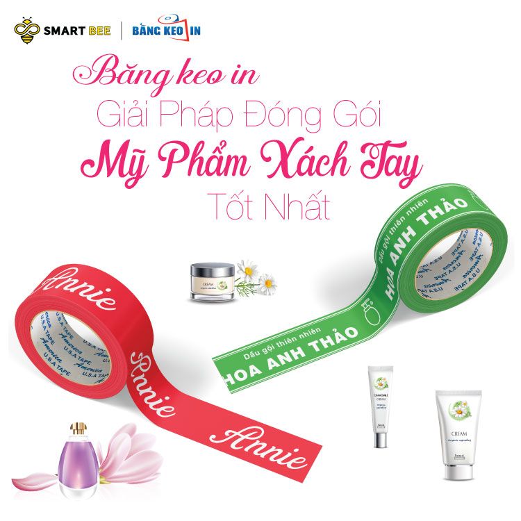 Băng Keo In Xanh Lá Cây nền Đỏ 48mmx72met - Giải Pháp Đóng Gói Mỹ Phẩm Xách Tay Tốt Nhất!
