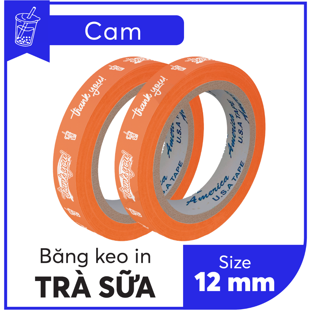 BĂNG KEO IN SẴN MẪU THANK YOU DÁN LY TRÀ SỮA 12MM | 6 MÀU