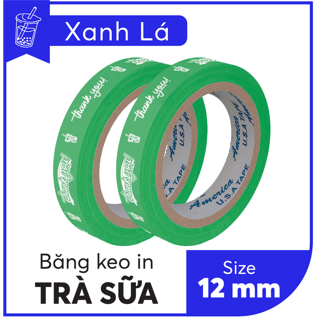 BĂNG KEO IN SẴN MẪU THANK YOU DÁN LY TRÀ SỮA 12MM | 6 MÀU